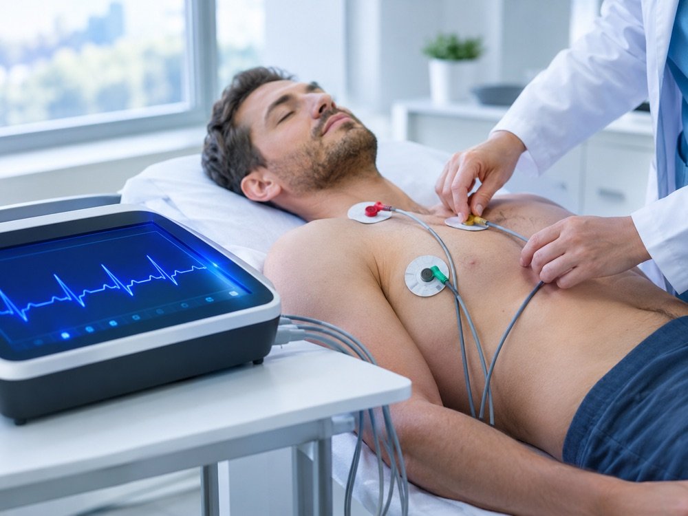 Électrocardiogramme réalisé par un professionnel de santé